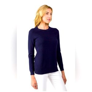 JENNIE LIU Women's 100%  Cashmere Long Sleeve  Navy Sweater New! Sz L $285